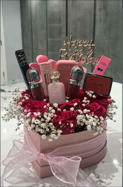 Pink Heart Box Makeup Hamper