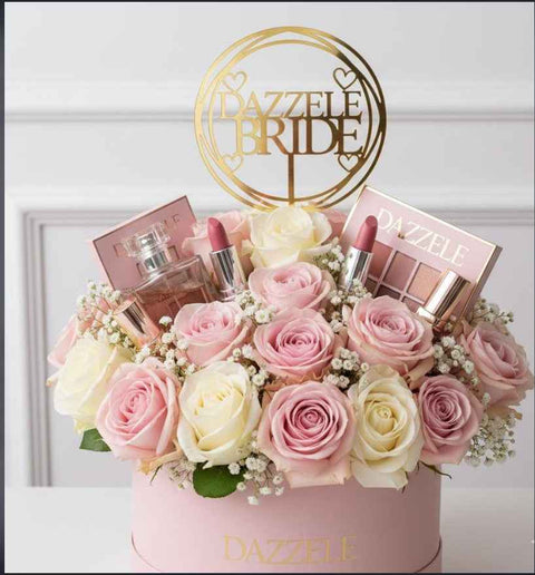 Baby Pink Round Box Makeup Hamper