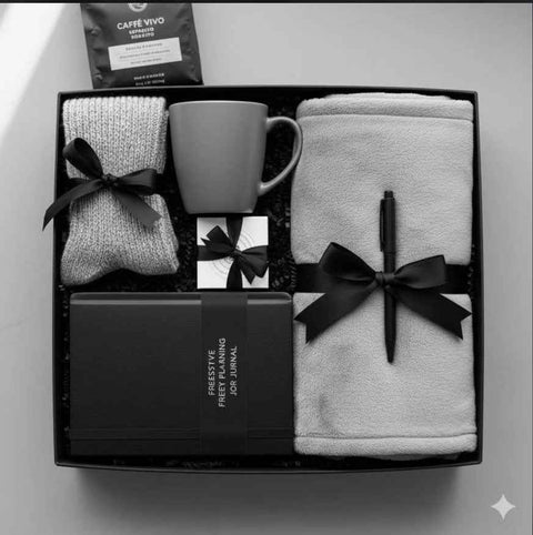 A Black And Grey Themed Calming Box